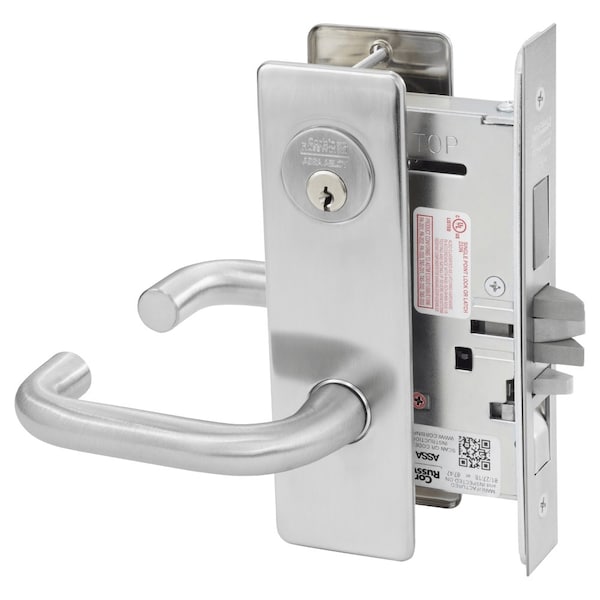 Apartment or Dormitory Mortise Lock, LW Lever, M Escutcheon, Satin Chrome